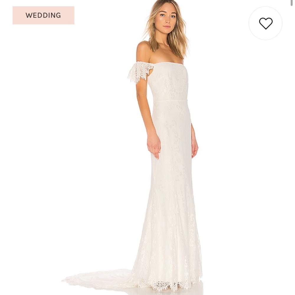 Daughters of Simone Rori White Boho Lace Off The Shoulder Dress Gown Size Small